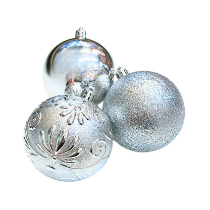Mixed Glitter Embossed Christmas Ball Set (Assorted)