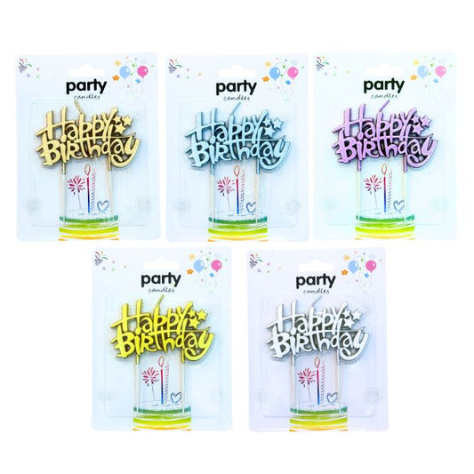 8cm Happy Birthday Candle (Assorted)