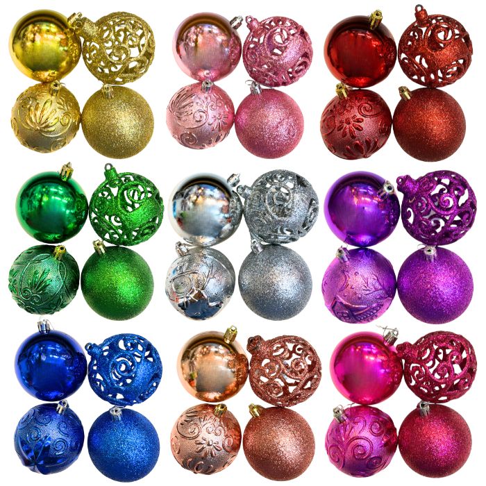 8cm Mixture Christmas Balls (24pc)
