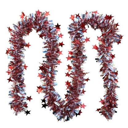 9cm Shiny Star Tinsel 2m