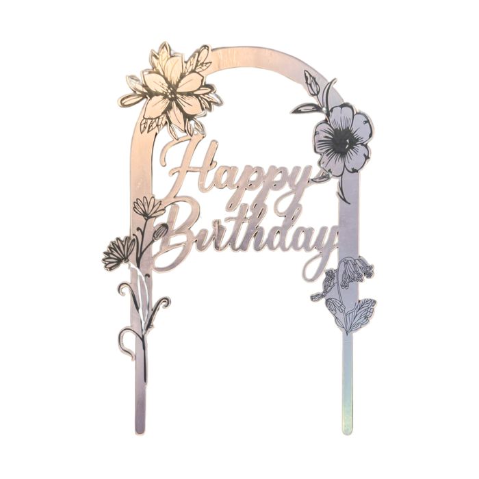Acrylic Cake Topper (Floral Birthday Arch) – CGS Party