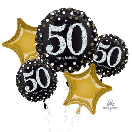 Sparkling 50th Birthday Balloon 5pc Bouquet 32145