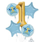 1st Birthday Boy Blue & Gold Balloon 5pc Bouquet 40372
