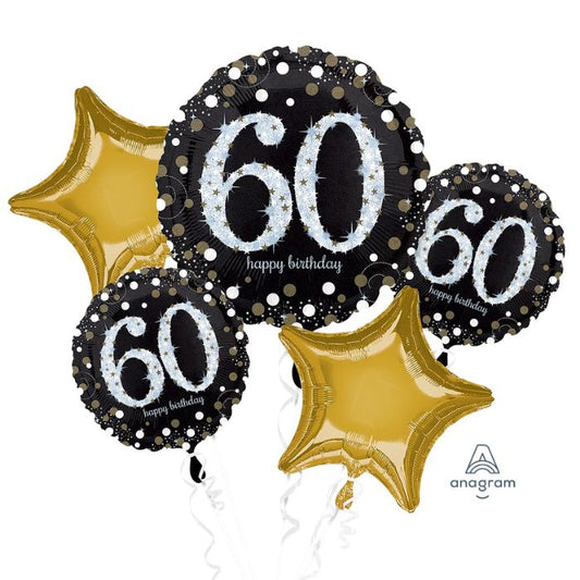 Sparkling 60th Birthday Balloon 5pc Bouquet 32147