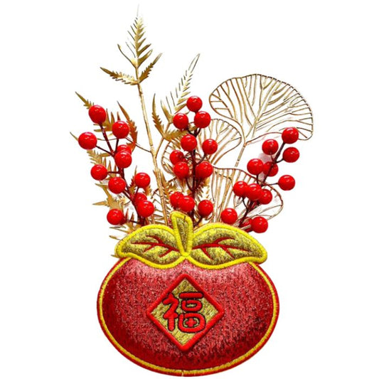 Embroidery Display With Berries and Plants