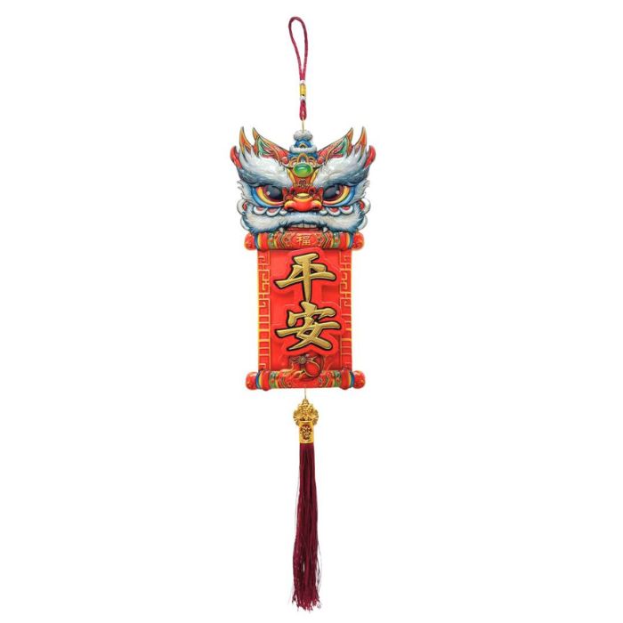 CNY 17x30cm 3D Lion Dance Scroll Words Decoration