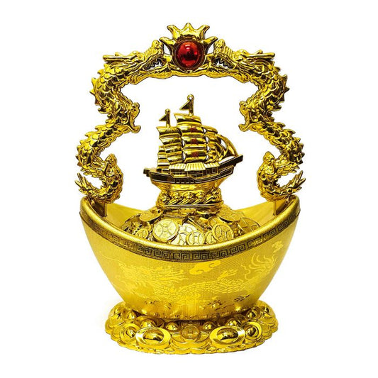 24cm Dragon Ship Gold Ingot