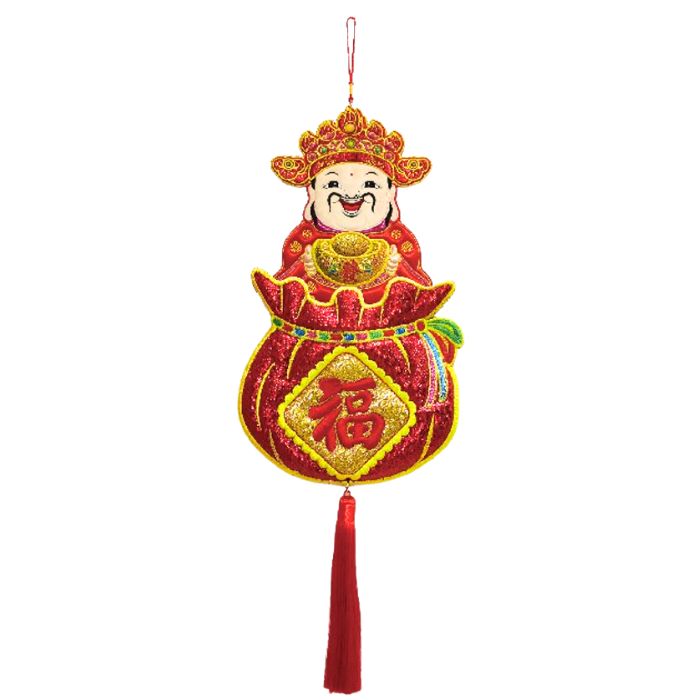 CNY 20x65cm Embroidery Cai Shen Money Bag HX328-01