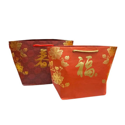 CNY 22.5x8x16cm Hotstamp Mandarin Orange Paper Bag
