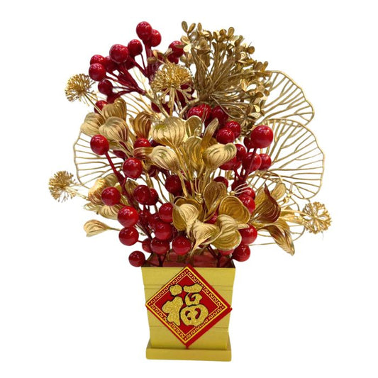 CNY 30cm Berries and Gold Plants Set (Gold Pot)