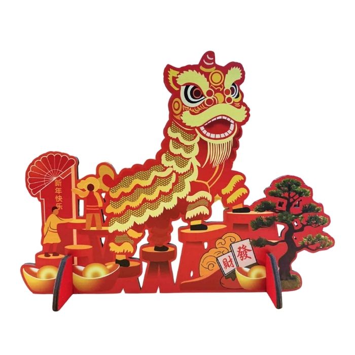 CNY 30cm Wooden Lion Dance Display HXXN25-47