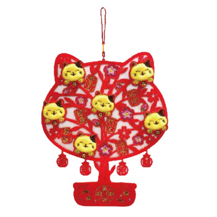 CNY 34x43cm Embroidery Fortune Cat Tree HX330-21