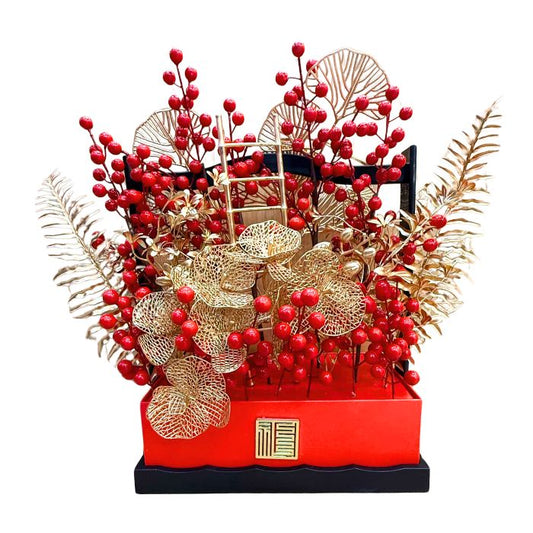 CNY 50cm Red Berries Plants Flower Display Set
