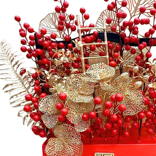CNY 50cm Red Berries Plants Flower Display Set