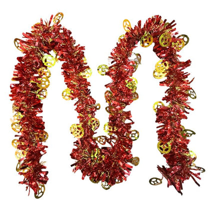 CNY 9cm 2m Metallic Tinsel Gold Coin (Red)