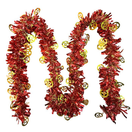 CNY 9cm 2m Metallic Tinsel Gold Coin (Red)