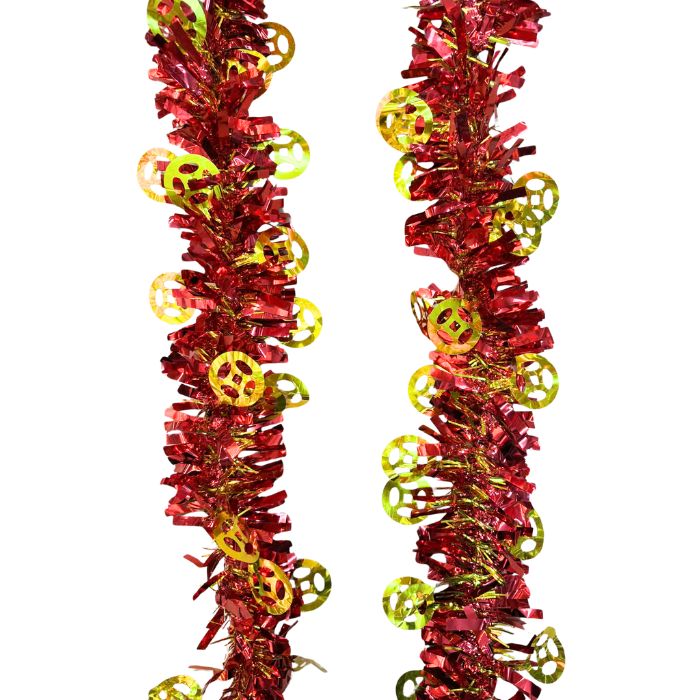 CNY 9cm 2m Metallic Tinsel Gold Coin (Red)