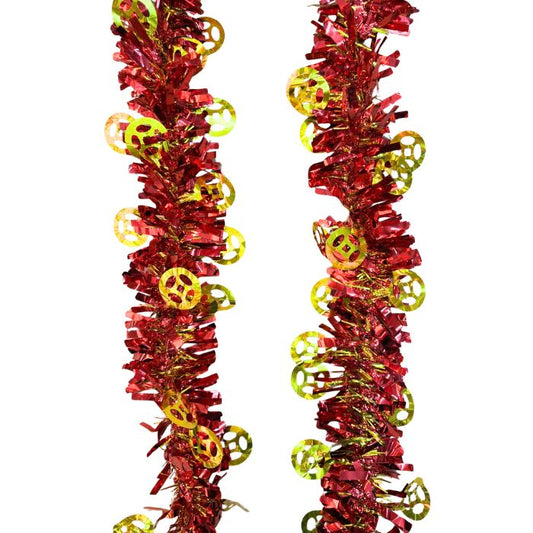CNY 9cm 2m Metallic Tinsel Gold Coin (Red)