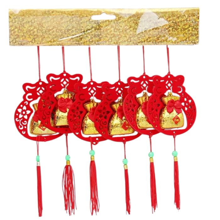 CNY Non-woven Gold Mini Hanging Decoration 6pcs