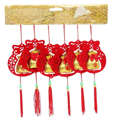 CNY Non-woven Gold Mini Hanging Decoration 6pcs