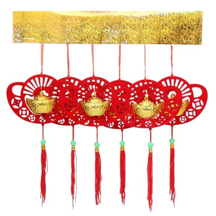 CNY Non-woven Gold Mini Hanging Decoration 6pcs