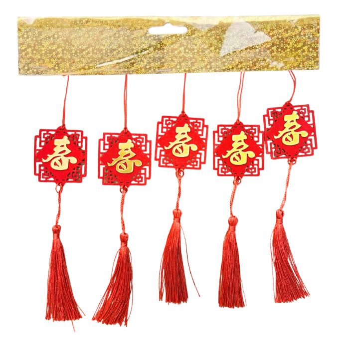 CNY Non-woven Acrylic Mini Hanging Decoration 5pcs