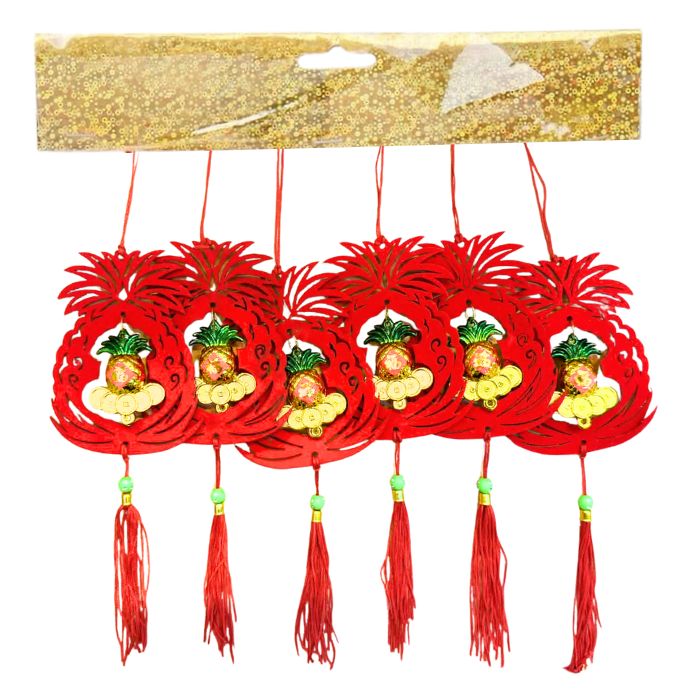 CNY Non-woven Gold Mini Hanging Decoration 6pcs