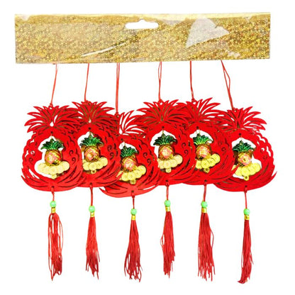 CNY Non-woven Gold Mini Hanging Decoration 6pcs