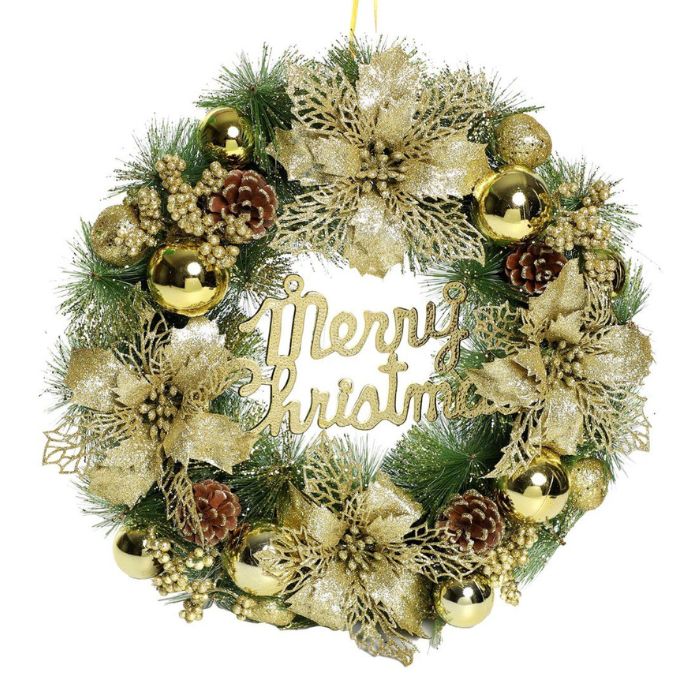 Christmas Glitter Pine Wreath GP21 (Gold)