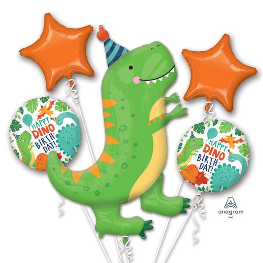 Dinomite Dinosaur Birthday 5pc Bouquet Foil Balloon A40670