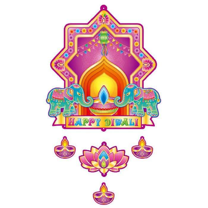 35cm x 52cm Diwali Glitter Elephant Hanging Decoration 3120-40