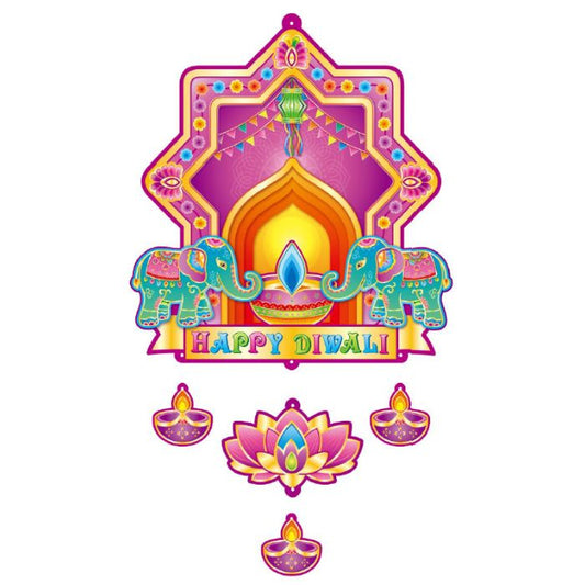 35cm x 52cm Diwali Glitter Elephant Hanging Decoration 3120-40