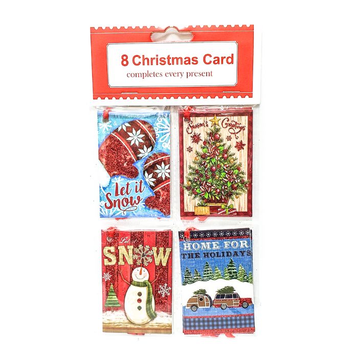 8pc Glitter Christmas Gift Cards 996 (Assorted)