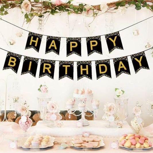 Glitter Paper Flag Happy Birthday Banner (assorted)