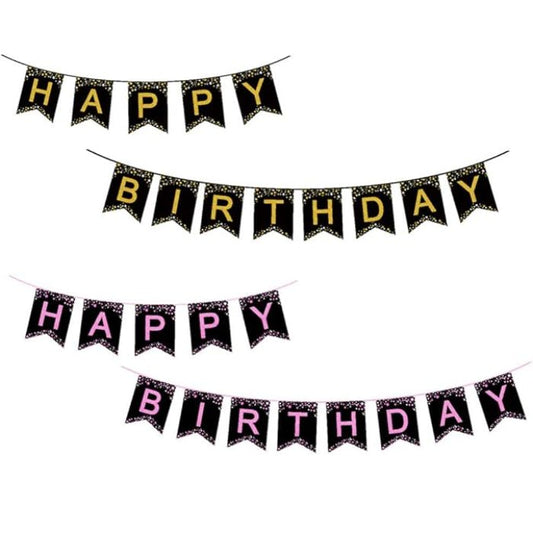 Glitter Paper Flag Happy Birthday Banner (assorted)