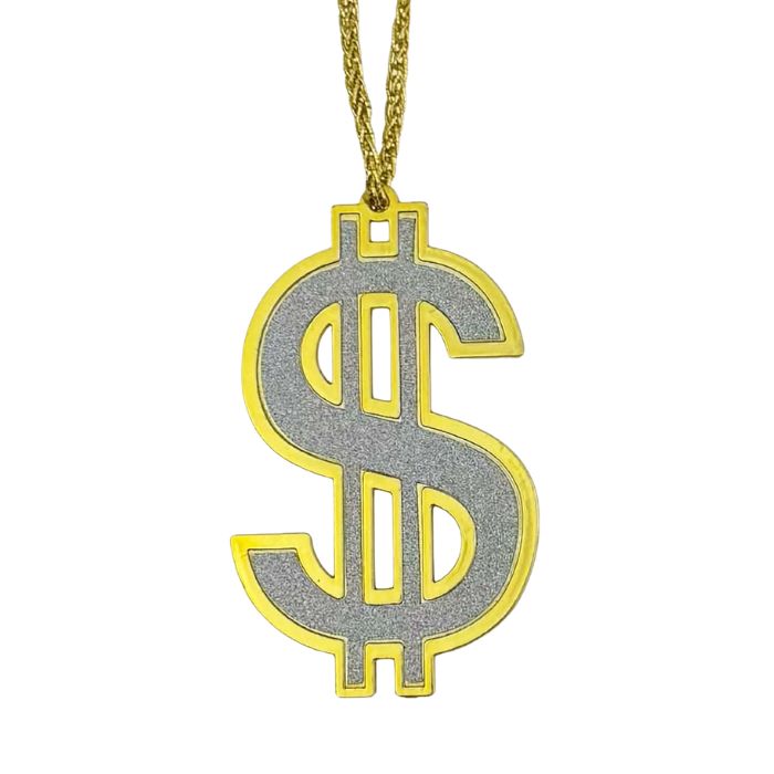 Gold Money Dollar Sign Necklace
