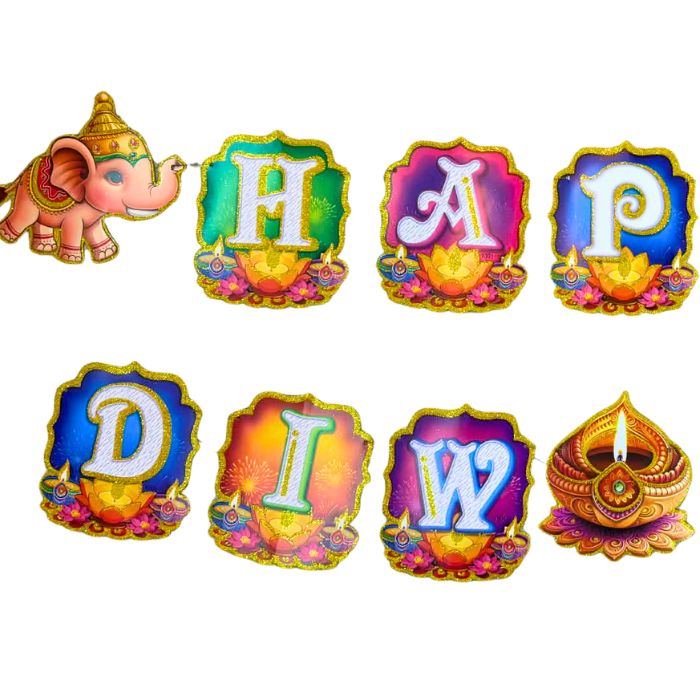 150cm Happy Diwali Hanging Banner (Elephant) Y301