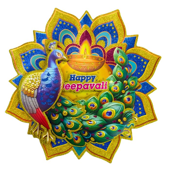 37x37cm Happy Deepavali Peacock Paper Decoration Y152
