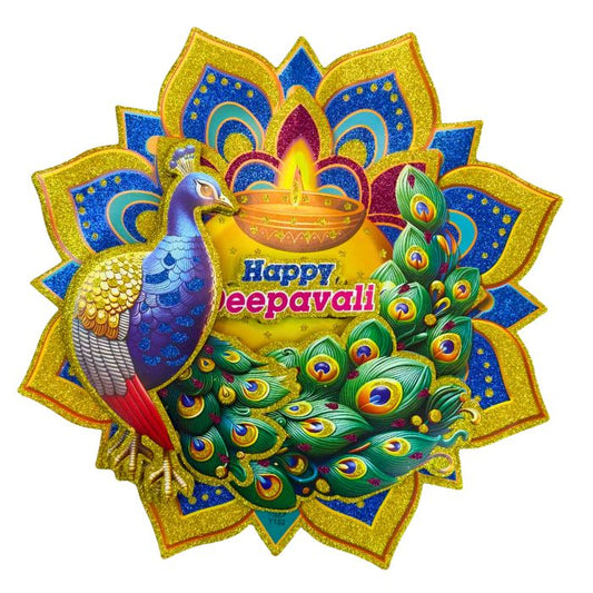 37x37cm Happy Deepavali Peacock Paper Decoration Y152
