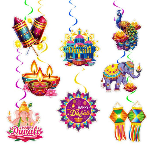 HD Diwali Spiral Hanging Decoration (8pcs)