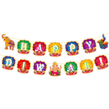 HD Happy Diwali Banner (Elephant,Peacock)
