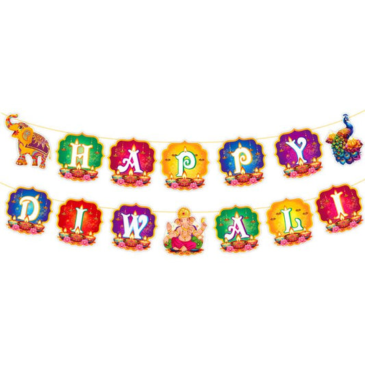 HD Happy Diwali Banner (Elephant,Peacock)