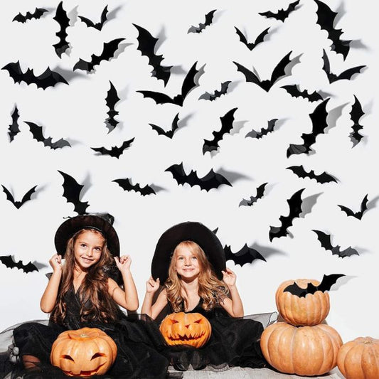 Halloween 3D Assorted Bats Decoration (12pcs)