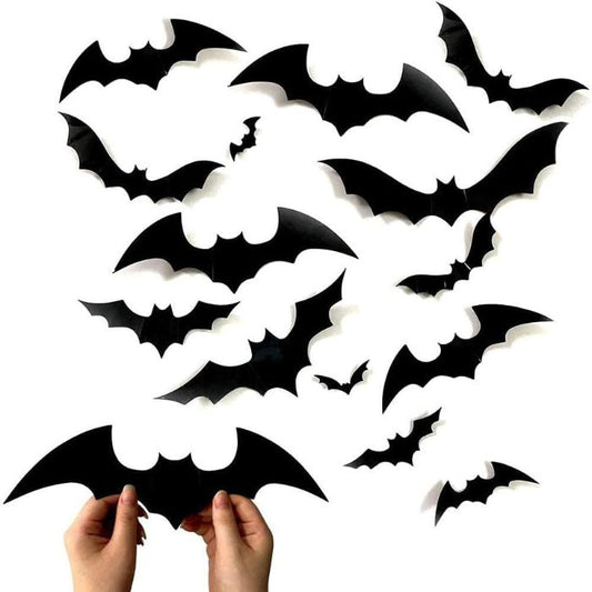 Halloween 3D Assorted Bats Decoration (12pcs)