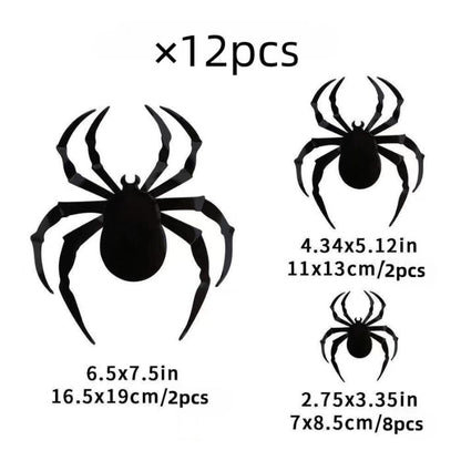 Halloween 3D Assorted Spiders Decoration (12pcs)