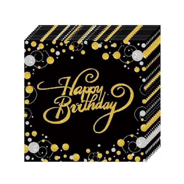 Happy Birthday Napkin (Gold) 20pcs