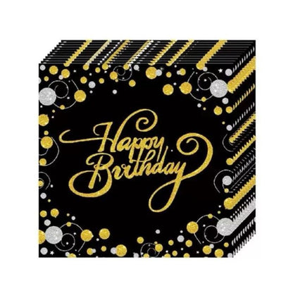Happy Birthday Napkin (Gold) 20pcs