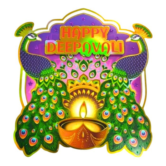 37x35cm Happy Deepavali Peacock Glitter Decoration Y99