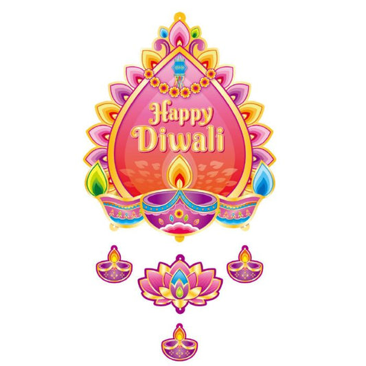 35cm x 52cm Happy Diwali Lamp Hanging Decoration 3117-30