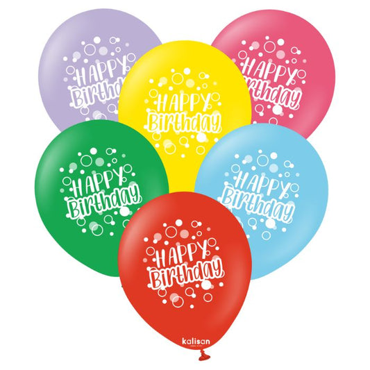 12 Inch Happy Birthday Bubbles Printed Latex Balloon K21253953